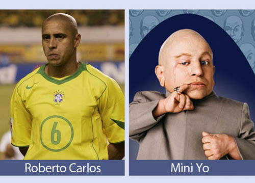 Roberto Carlos trông rất giống nhân vật Mini Yo do diễn viên Verne J. Troyer thủ vai trong phim Austin Powers. Roberto Carlos trông rất giống nhân vật Mini Yo do diễn viên Verne J. Troyer thủ vai trong phim Austin Powers.
