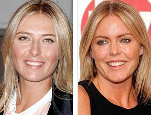 Sharapova và nữ diễn viên kiêm ca sỹ người Anh, Patsy Kensi có khá nhiều nét giống trên khuôn mặt.