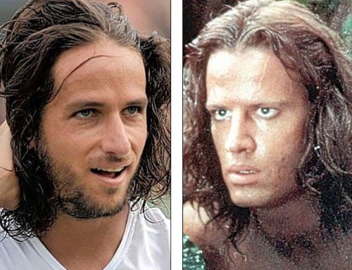 Feliciano Lopez và diễn viên thủ vai người rừng Tarzan, Christopher Lambert.