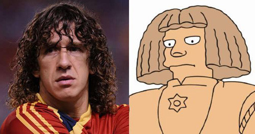 Trung vệ Barcalona, Carles Puyol và nhân vật Golem trong bộ phim hoạt hình The Simpsons. Trung vệ Barcalona, Carles Puyol và nhân vật Golem trong bộ phim hoạt hình The Simpsons.