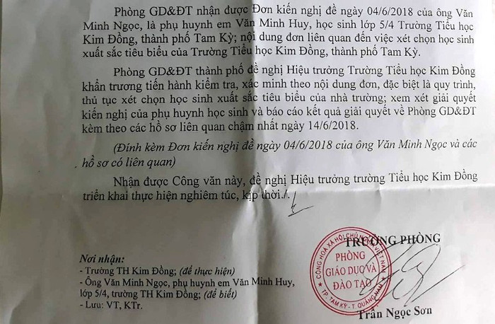 Phòng giáo dục Tam Kỳ yêu cầu nhà trường kiểm tra và báo cáo kết quả trước ngày 14/6. Phòng giáo dục Tam Kỳ yêu cầu nhà trường kiểm tra và báo cáo kết quả trước ngày 14/6.