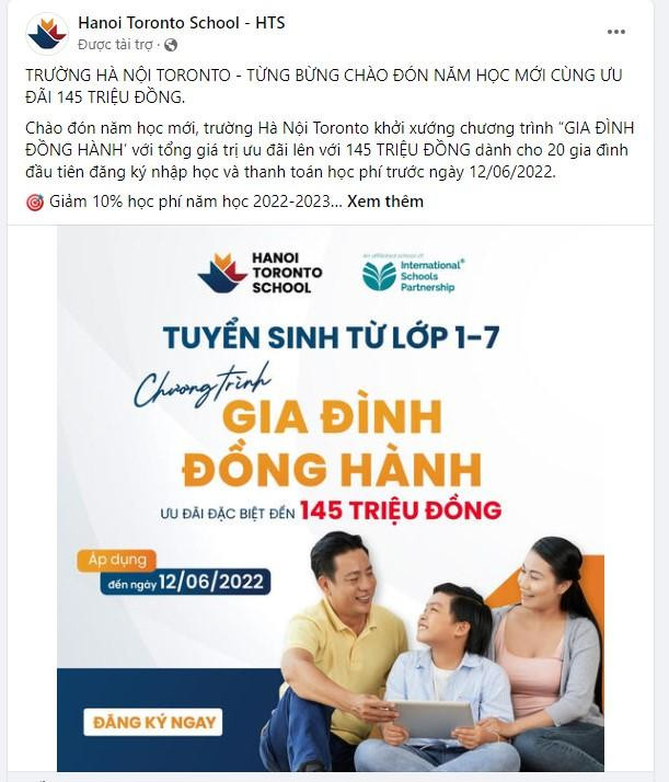 Hà Nội Toronto School thông tin tuyển sinh "từ lớp 1 đến lớp 7". Ảnh chụp màn hình ngày 7/6 Hà Nội Toronto School thông tin tuyển sinh "từ lớp 1 đến lớp 7". Ảnh chụp màn hình ngày 7/6