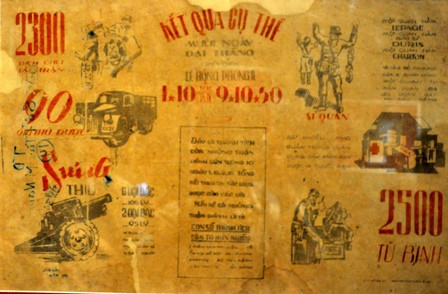 Tranh tuyên truyền, Ban Tuyên huấn, Phòng Chính trị, Bộ Tư lệnh Liên khu V phát hành. Tuyên truyền kết quả 10 ngày đại thắng chiến dịch Lê Hồng Phong II (từ ngày 1/10 đến 9/10/150).