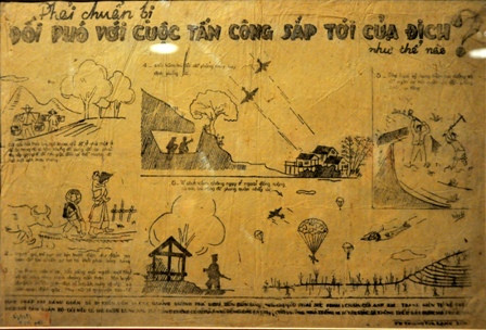 Tranh tuyên truyền, thông tin tỉnh Lạng Sơn phát hành hướng dẫn nhân dân đối phó với cuộc tấn công của Pháp.