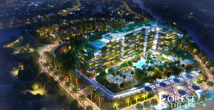 Mô phỏng dự án Forest in the Sky vào ban đêm. Mô phỏng dự án Forest in the Sky vào ban đêm.