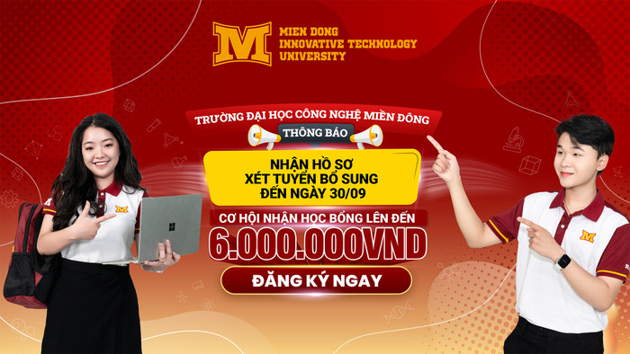 Trường Đại học Công nghệ Miền Đông đang tiến hành xét tuyển bổ sung cho 15 ngành học, hạn cuối đến ngày 30/09. banner-web-XTBS-2024.jpg