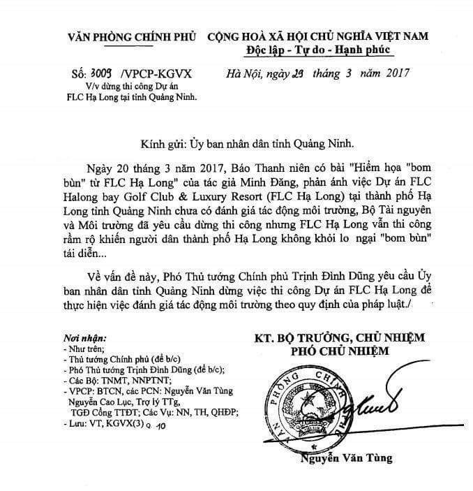 Công văn chỉ đạo của Phó Thủ tướng Chính phủ. Công văn chỉ đạo của Phó Thủ tướng Chính phủ.