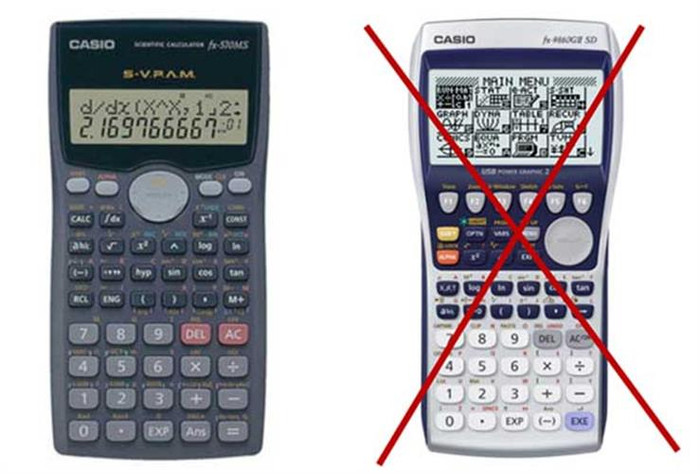 Hình minh họa: máy tính bỏ túi được mang vào phòng thi (bên trái) và không được mang vào phòng thi (bên phải) (Nguồn ảnh: Bộ Giáo dục và Đào tạo) Hình minh họa: máy tính bỏ túi được mang vào phòng thi (bên trái) và không được mang vào phòng thi (bên phải) (Nguồn ảnh: Bộ Giáo dục và Đào tạo)