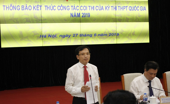 Chiều 27/6, Bộ Giáo dục và Đào tạo đã tổ chức họp báo thông báo kết thúc công tác coi thi của kỳ thi trung học phổ thông quốc gia 2019. (Ảnh: Trinh Phúc) Chiều 27/6, Bộ Giáo dục và Đào tạo đã tổ chức họp báo thông báo kết thúc công tác coi thi của kỳ thi trung học phổ thông quốc gia 2019. (Ảnh: Trinh Phúc)