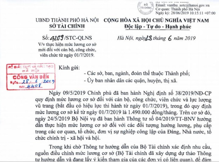 Hà Nội áp dụng mức lương mới đối với giáo viên từ ngày 1/7/2019 ảnh 1 Hà Nội áp dụng mức lương mới đối với giáo viên từ ngày 1/7/2019 ảnh 1