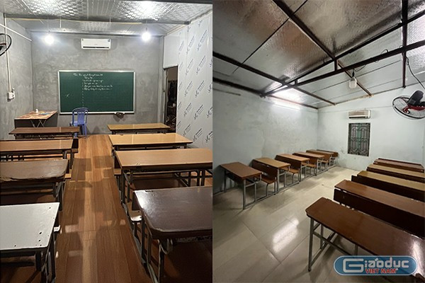 Phòng học được cơi nới, cải tạo từ nhà ở rất khó để đảm bảo các yêu cầu về phòng cháy chữa cháy. Trong ảnh là một lớp học tại nhà dân ngõ 102 Nam Hồng (Đông Anh, Hà Nội). Ảnh: Mạnh Đoàn gdvn-day-them-cua-truong-tieu-hoc-nam-hong-112-9292.jpg