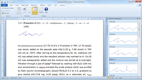 Chemistry Add-in for Word