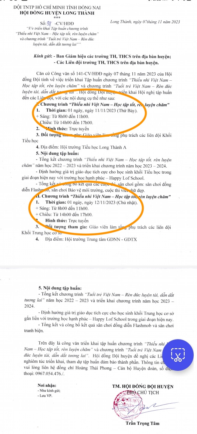Trước đó, lịch tập huấn khác cũng diễn ra vào ngày cuối tuần. Ảnh: Giáo viên cung cấp Trước đó, lịch tập huấn khác cũng diễn ra vào ngày cuối tuần. Ảnh: Giáo viên cung cấp