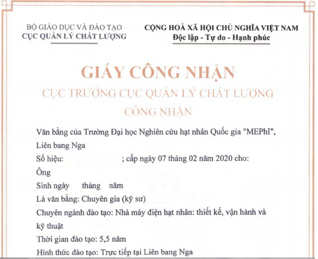 Mẫu công nhận văn bằng theo quy định tại Thông tư 13 của Bộ Giáo dục và Đào tạo (nguồn: vqa.moet.gov.vn) Mẫu công nhận văn bằng theo quy định tại Thông tư 13 của Bộ Giáo dục và Đào tạo (nguồn: vqa.moet.gov.vn)