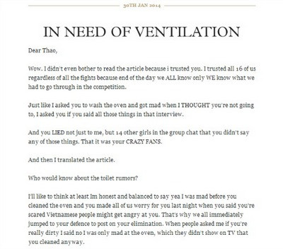 "Tâm thư" của Nicole "Tâm thư" của Nicole