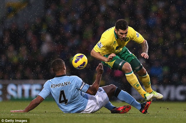 Mới hồi tháng 12 năm 2012, Kompany cũng có một pha ‘chặt chém với cầu thủ Bradley Johnson của CLB Norwich nhưng một lần nữa thoát thẻ đỏ. Mới hồi tháng 12 năm 2012, Kompany cũng có một pha ‘chặt chém với cầu thủ Bradley Johnson của CLB Norwich nhưng một lần nữa thoát thẻ đỏ.