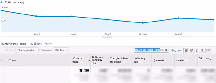 Chỉ số Google Analytics của Đỗ Thị Hồng Hạnh.
