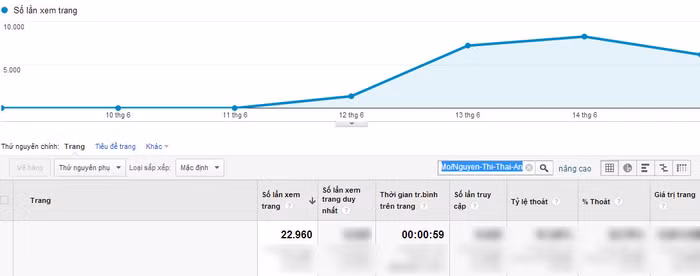 Chỉ số Google Analytics của Nguyễn Thị Thái An.