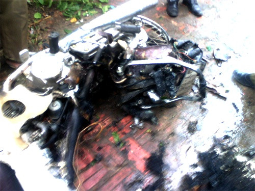 Hiện trường vụ nổ xảy ra (Ảnh do bạn dọc cung cấp). Hiện trường vụ nổ xảy ra (Ảnh do bạn dọc cung cấp).