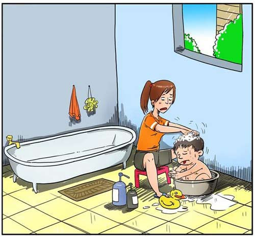 Để tiết kiệm nước, con chịu khó đổi sang chậu nhỏ nhé! Để tiết kiệm nước, con chịu khó đổi sang chậu nhỏ nhé!