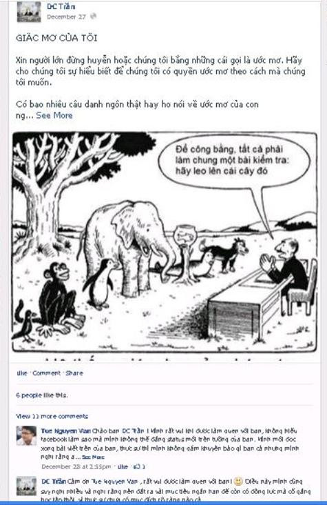 Chia sẽ của tác giả trên trang facebook cá nhân (ảnh chụp màn hình)