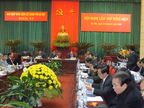 Toàn cảnh Hội nghị Thành ủy Hà Nội lần thứ 11