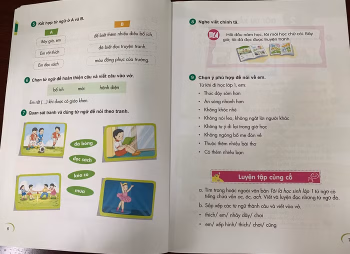Nội dung một bài trong cuốn sách giáo khoa Tiếng Việt 1 do thầy Bùi Mạnh Hùng làm Tổng chủ biên kiêm chủ biên (Ảnh minh họa: Thùy Linh)