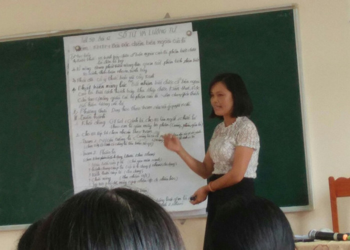 Cô Thoa tham gia báo cáo kết quả thảo luận tại lớp tập huấn phát triển năng lực do sở Giáo dục và Đào tạo Lạng Sơn tổ chức (Ảnh nhân vật cung cấp) Cô Thoa tham gia báo cáo kết quả thảo luận tại lớp tập huấn phát triển năng lực do sở Giáo dục và Đào tạo Lạng Sơn tổ chức (Ảnh nhân vật cung cấp)