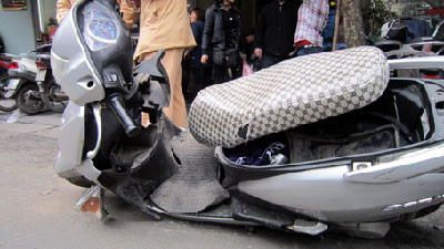 Chiếc xe Lead bị hư hỏng nặng nhất.