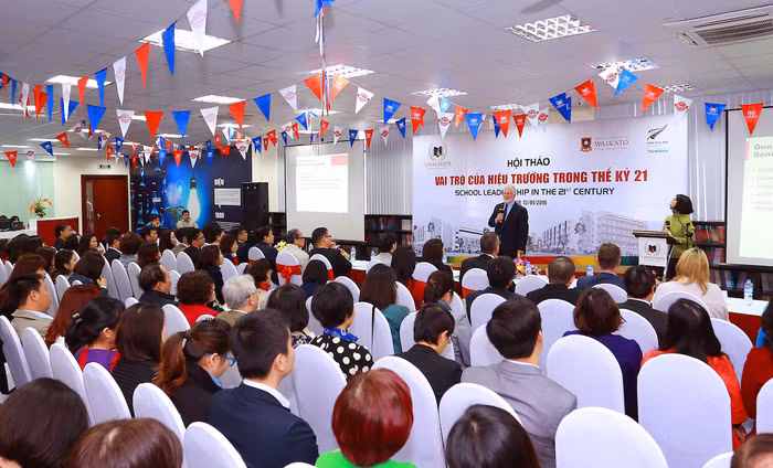 Toàn cảnh Hội thảo “Vai trò của Hiệu trưởng trong thế kỷ 21” do Hệ thống giáo dục Vinschool tổ phối hợp với cơ quan giáo dục New Zealand tổ chức ngày 13/1.