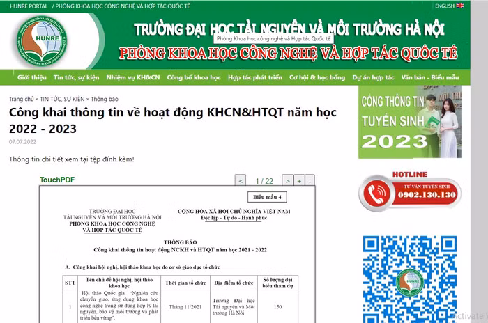 Có năm trong báo cáo công khai là của năm sau nhưng thông tin về số liệu lại là của năm trước đó. Ảnh chụp màn hình