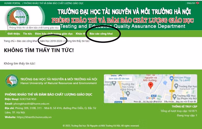 Phóng viên truy cập trong ngày 15/10, dữ liệu ba công khai từ năm học 2019 - 2020 đến nay đã "biến mất". Ảnh chụp màn hình