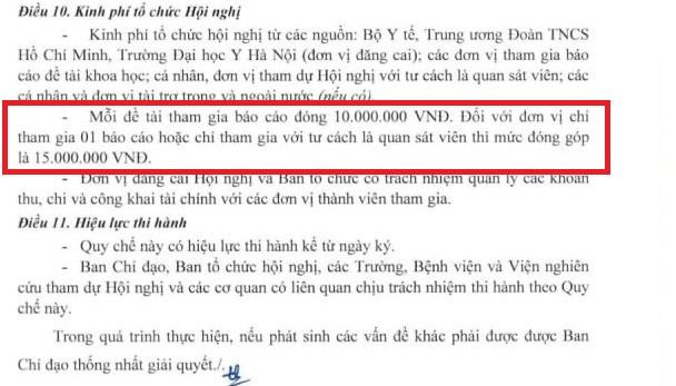 Kinh phí mà mỗi báo cáo viên, quan sát viên phải đóng góp khi tham dự Hội nghị (ảnh chụp màn hình) Kinh phí mà mỗi báo cáo viên, quan sát viên phải đóng góp khi tham dự Hội nghị (ảnh chụp màn hình)