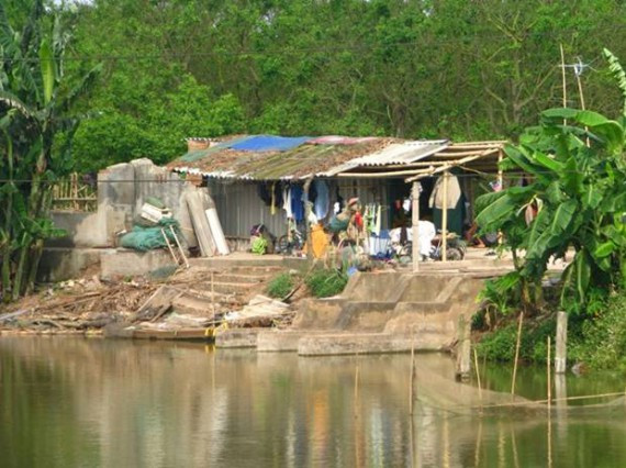 Căn lều tạm mà vợ con ông Vươn đang sinh sống Căn lều tạm mà vợ con ông Vươn đang sinh sống