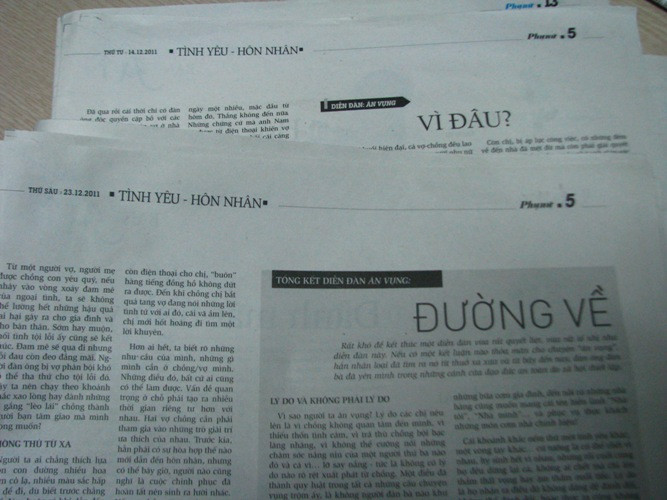 Những câu chuyện vợ chồng đầy nhảm nhí trên báo Phụ nữ TPHCM. Đây là diễn đàn thể hiện góc nhìn của báo này về hôn nhân, gia đình