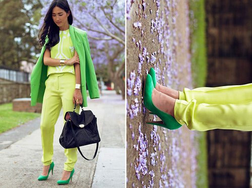 Cách kết hợp đẹp mắt và thực nổi bật của những màu sắc neon khác nhau trong cùng một bộ trang phục