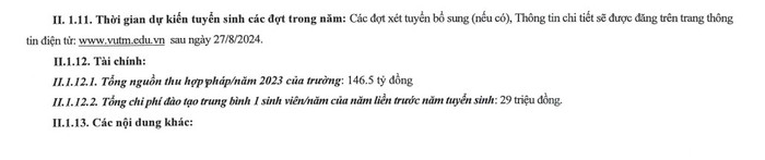Sau mục "Thời gian dự kiến tuyển sinh các đợt trong năm" tại Đề án tuyển sinh 2024 của Học viện là đến thẳng luôn mục "Tài chính" (Ảnh chụp màn hình). 5.1.jpg