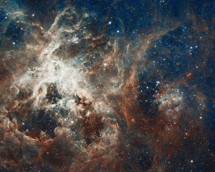 Tinh vân nhện Rarantula cách trái đất 170.000 năm ánh sáng. Kính thiên văn Hubble đã chụp được hình ảnh rõ nét của từng ngôi sao trong chòm sao mới sinh. Hình ảnh này như một bức tranh phong cảnh hung vĩ với những cột mây, rặng núi và thung lũng. Những ngôi sao lớn hiện lên rất rõ nét nhờ ánh sáng tia cực tím đã sàng lọc đám mây khí xung quanh Tinh vân nhện Rarantula cách trái đất 170.000 năm ánh sáng. Kính thiên văn Hubble đã chụp được hình ảnh rõ nét của từng ngôi sao trong chòm sao mới sinh. Hình ảnh này như một bức tranh phong cảnh hung vĩ với những cột mây, rặng núi và thung lũng. Những ngôi sao lớn hiện lên rất rõ nét nhờ ánh sáng tia cực tím đã sàng lọc đám mây khí xung quanh