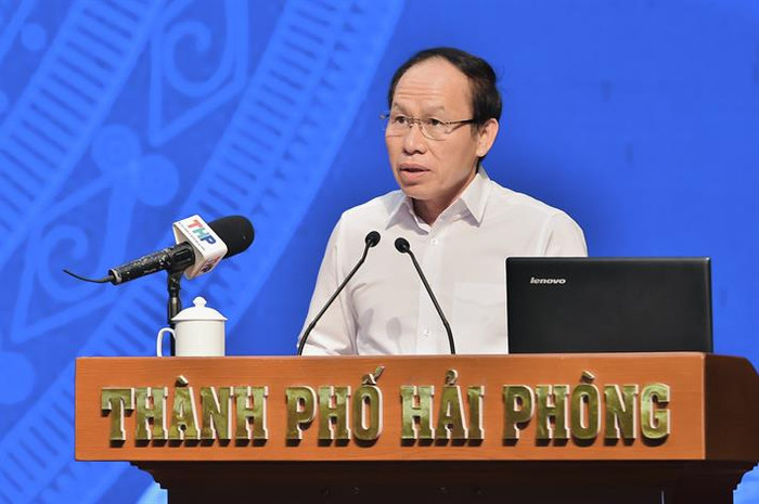 Bí thư Thành uỷ Hải Phòng Lê Tiến Châu phát biểu tại hội nghị (ảnh: Bộ Giáo dục và Đào tạo) 2.jpg