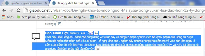 Ý kiến của độc giả Cao Xuân Lợi Ý kiến của độc giả Cao Xuân Lợi