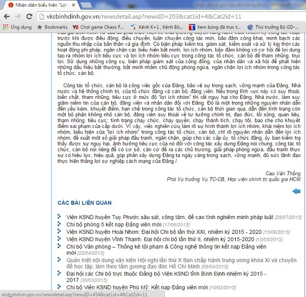Ảnh chụp màn hình trang web Viện Kiểm sát nhân dân Bình Định ngày 24/10/2015 Ảnh chụp màn hình trang web Viện Kiểm sát nhân dân Bình Định ngày 24/10/2015