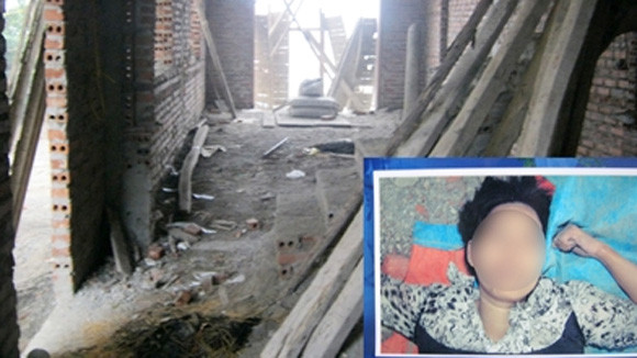 Hiện trường nơi xảy ra vụ án tại công trình tại nhà Nguyễn Văn P ngụ xã Hoa Sơn, huyện Ứng Hòa, Hà Nội