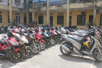 Số xe tay ga xịn mà công an Gia Lâm đã thu giữ được.