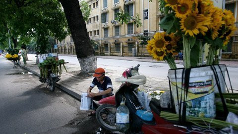 Chờ khách mua hoa trước cổng trường Đại học Khoa học Xã hội và Nhân văn. Chờ khách mua hoa trước cổng trường Đại học Khoa học Xã hội và Nhân văn.
