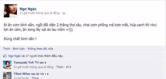 Hình ảnh chụp lại từ facebook của bạn trẻ có nickname Ngơ Ngác.