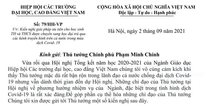 Kiến nghị của Hiệp hội Các trường đại học, cao đẳng Việt Nam