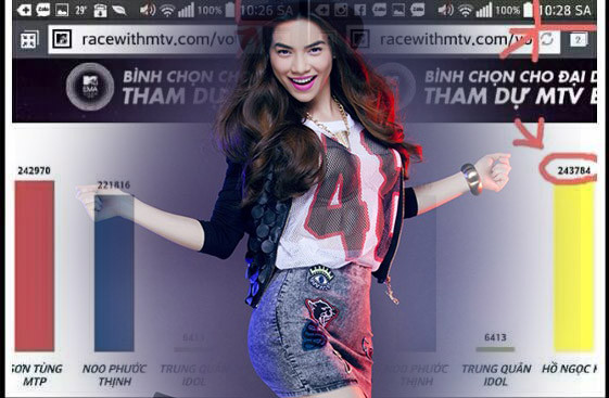 Hồ Ngọc Hà vô tình trở thành nhân vật đứng giữa cuộc chiến bình chọn. Hồ Ngọc Hà vô tình trở thành nhân vật đứng giữa cuộc chiến bình chọn.
