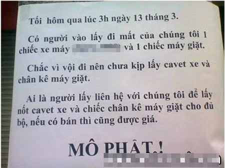 Thông báo gửi kẻ trộm.