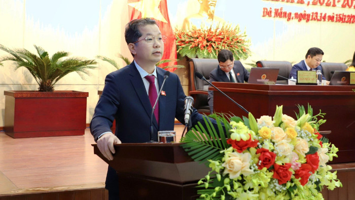 Bí thư Thành ủy Đà Nẵng Nguyễn Văn Quảng phát biểu tại phiên khai mạc kỳ họp thứ X Hội đồng nhân dân thành phố. Ảnh: AN