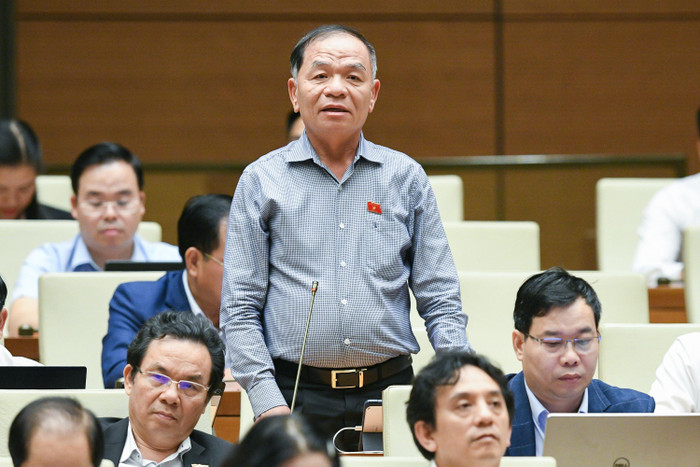 Đại biểu Lê Thanh Vân - Đoàn Đại biểu Quốc hội tỉnh Cà Mau đặt câu hỏi chất vấn liên quan đến “trọng dụng nhân tài và thưởng phạt nghiêm minh”. Ảnh: quochoi.vn.